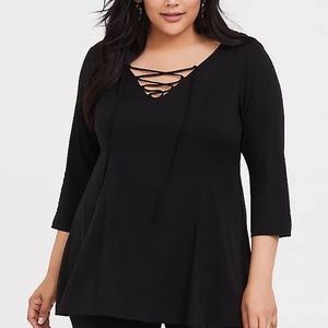 Brand New Torrid Stretch Challis Lace Up Blouse